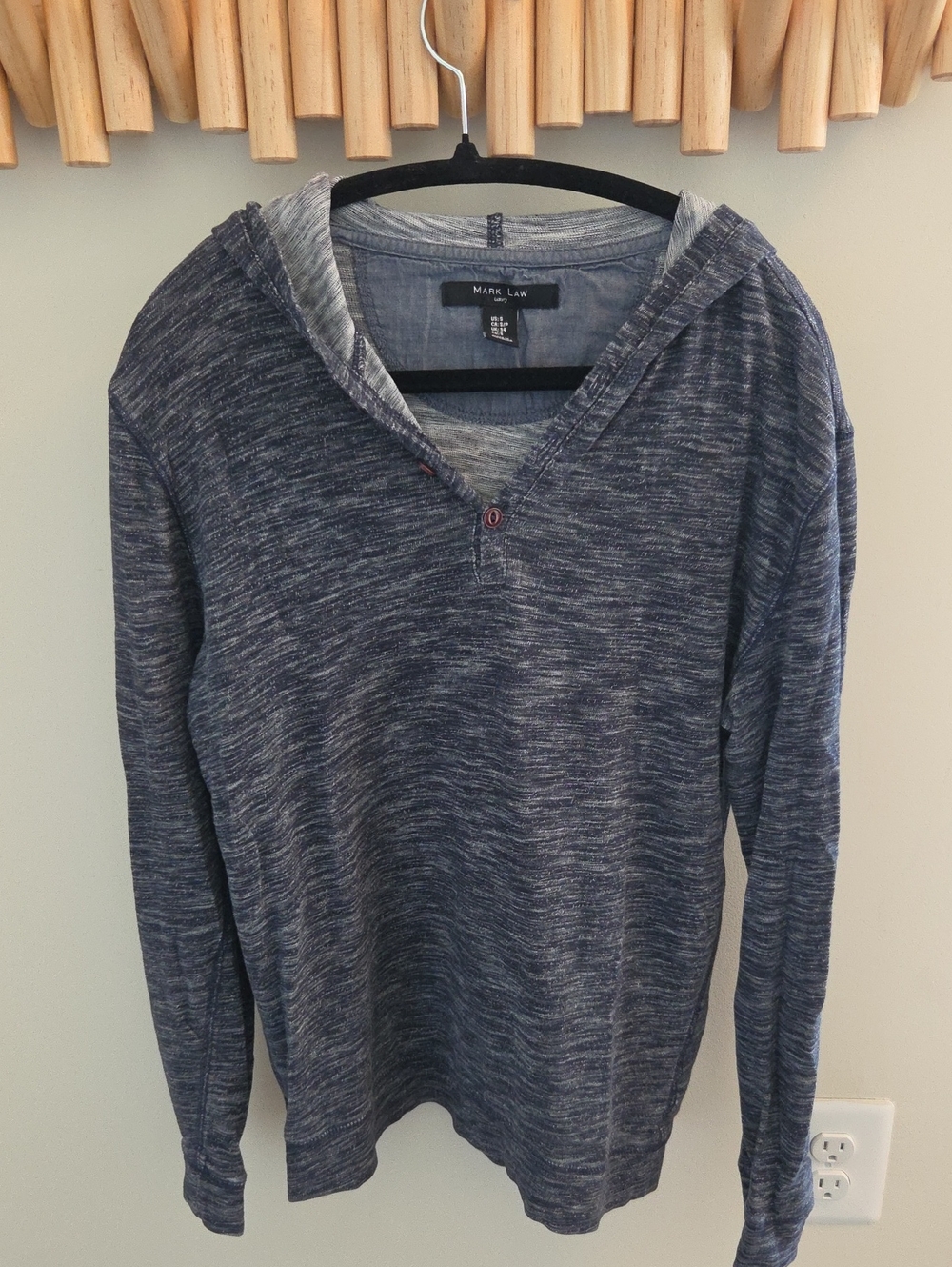 Navy Heather Hooded Henley